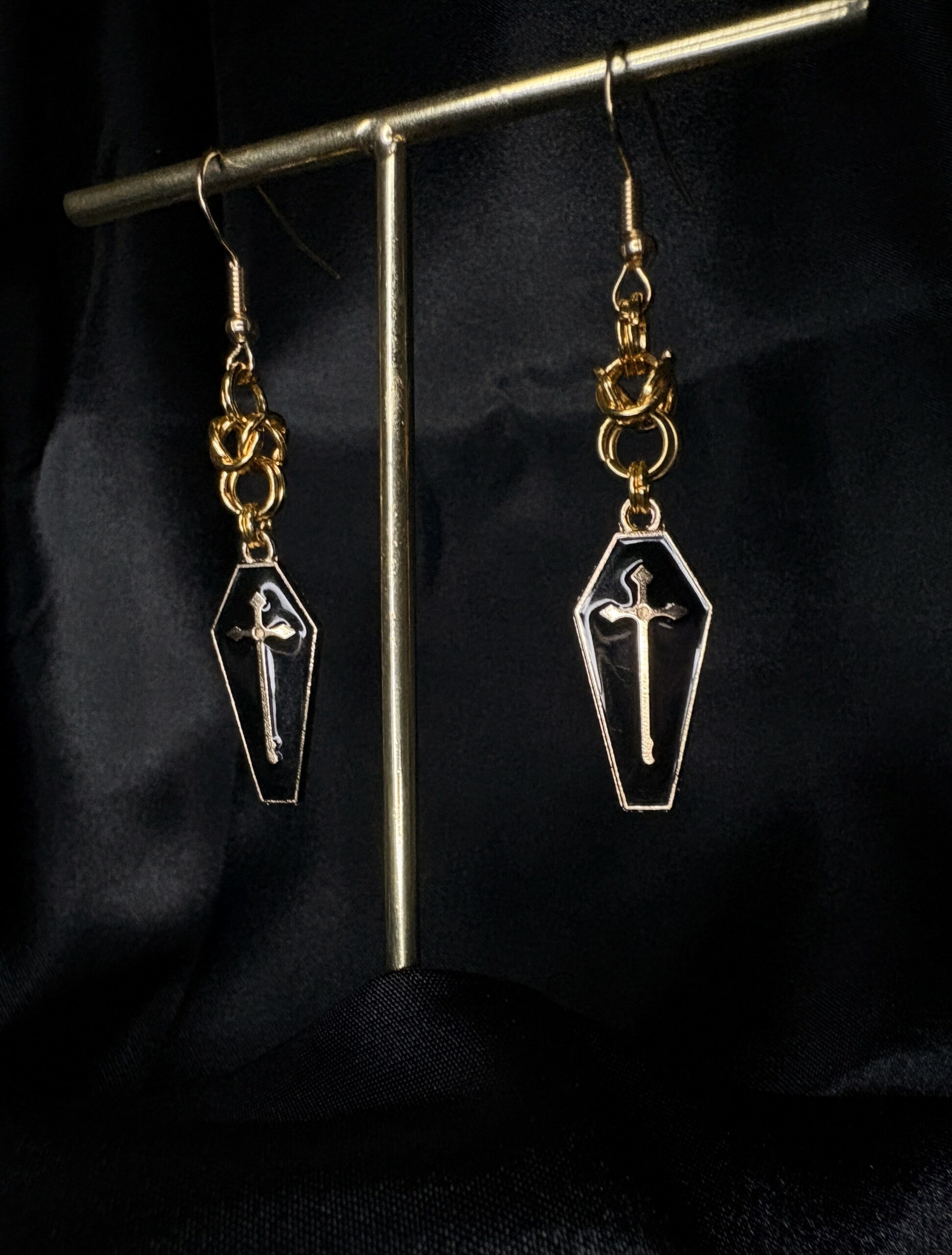 Boucles d’oreilles gothiques “Sanctuaire Doré”